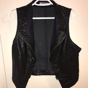 Just Fab black leather vest, size medium NWOT